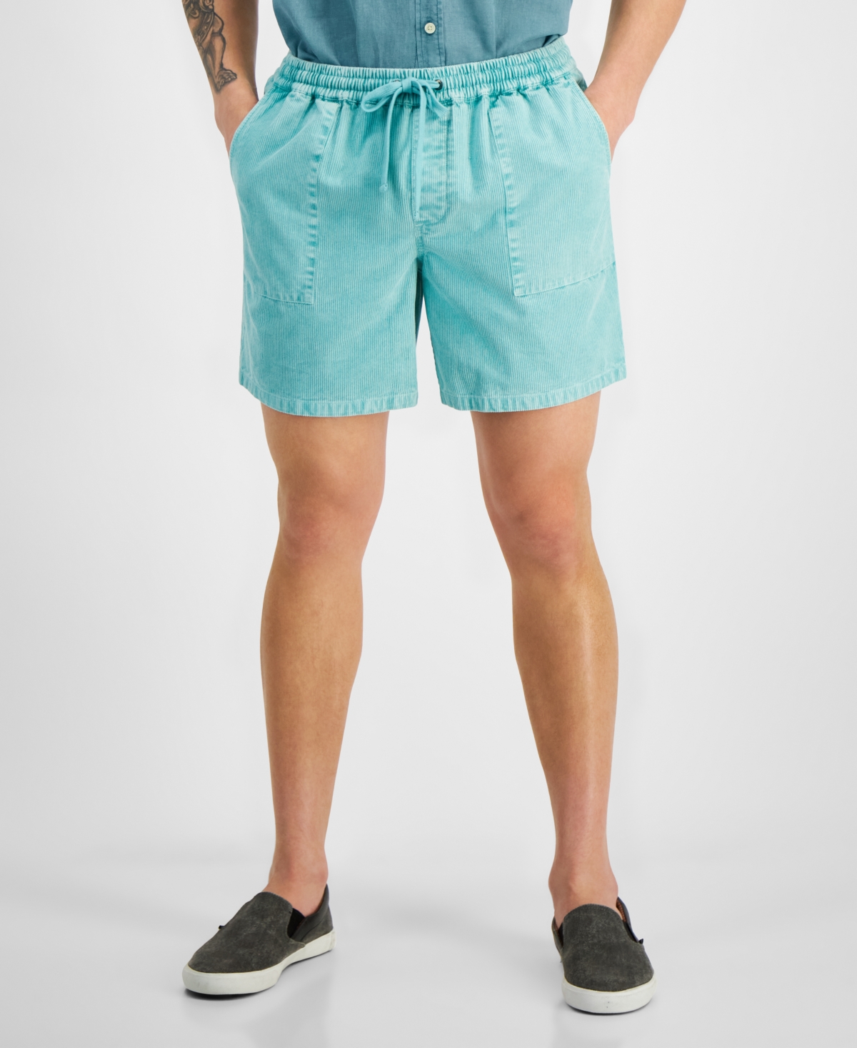 Sun + Stone Men's Josh Pull-on Corduroy Drawstring 7" Shorts, Created For Macy's In By The Sea