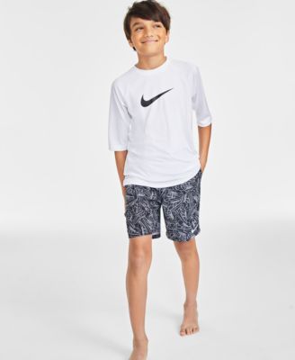 Nike Kids' Big Boys Trunks Rashguard T Shirt Shorts In Black