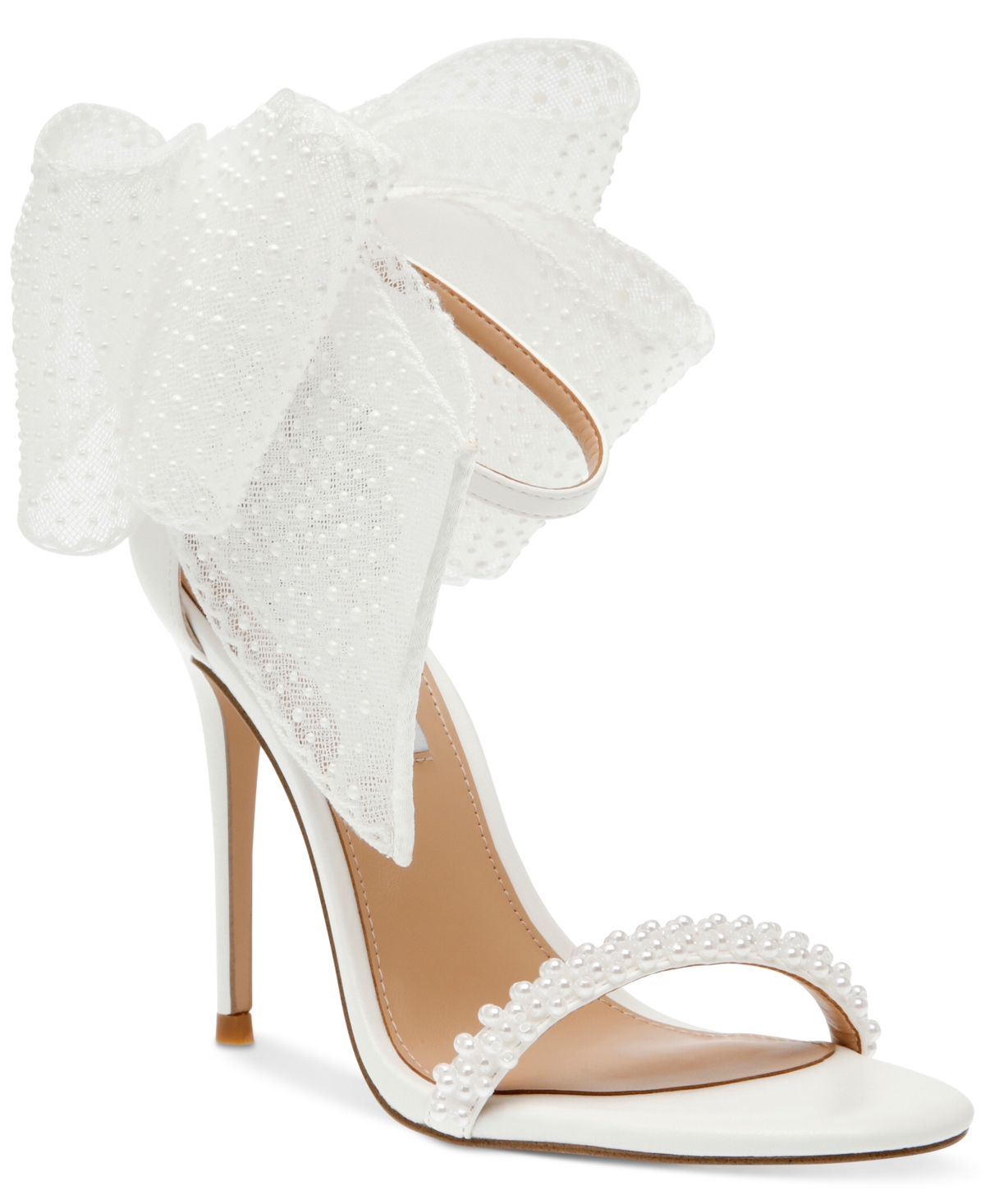 Steve Madden Women's Benni Embellished Bow Dress Sandals In White,pearl