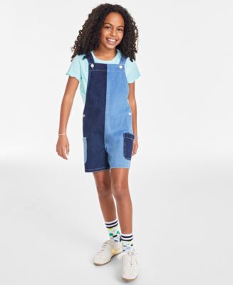 Epic Threads Big Girls Varsity Colorblocked Denim Shortall, Created for ...