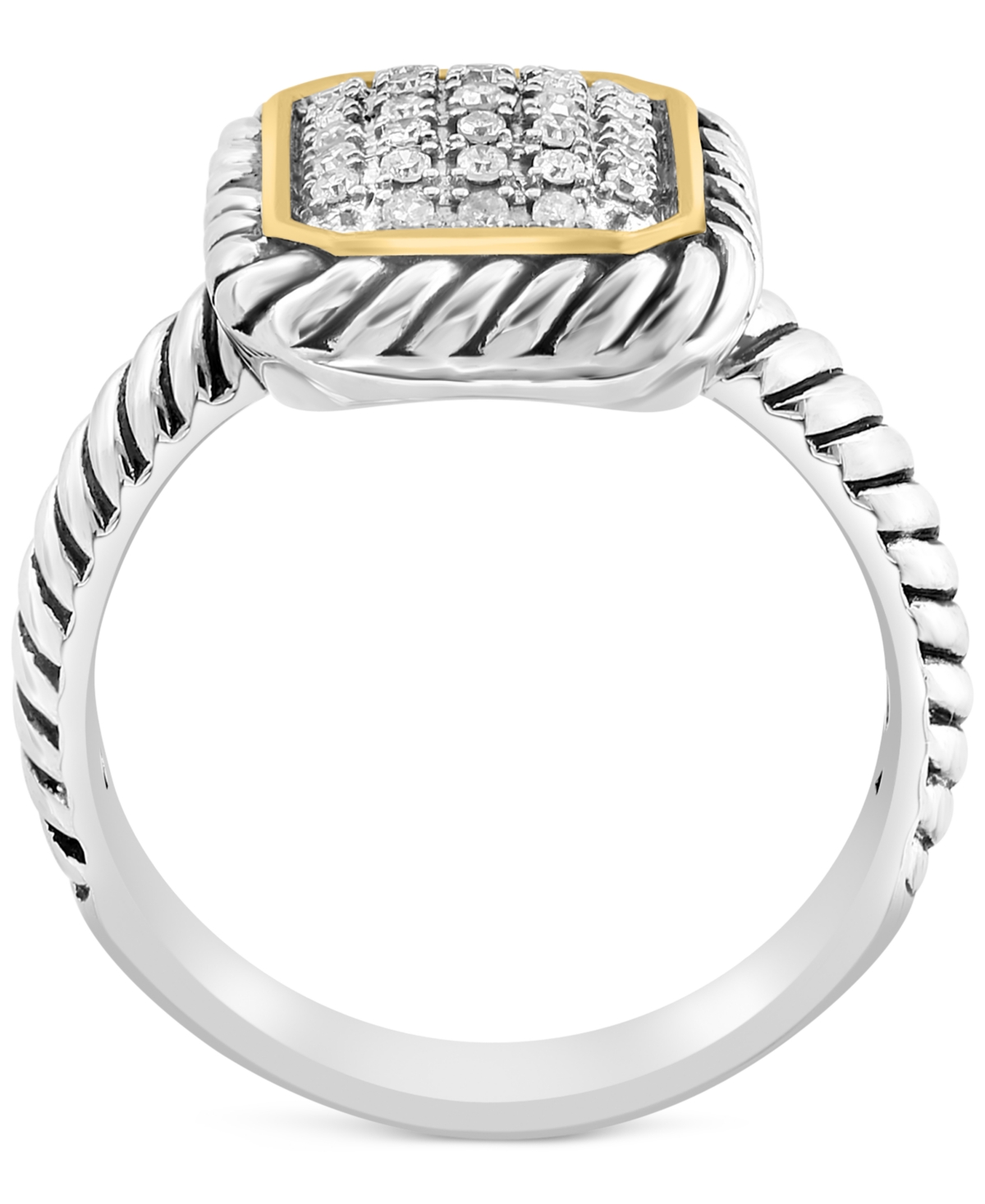 Effy Diamond Rectangular Cluster Ring (1/8 ct. t.w.) & 18k Gold-Plate - Sterling Silver