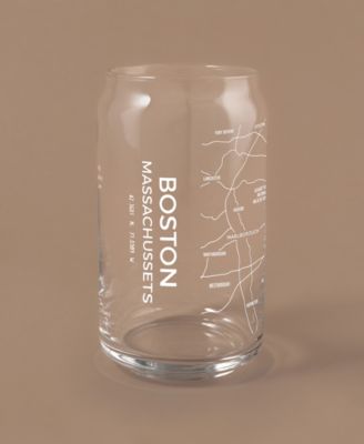 THE CAN Boston Map 16 oz Everyday Glassware, Set of 2
