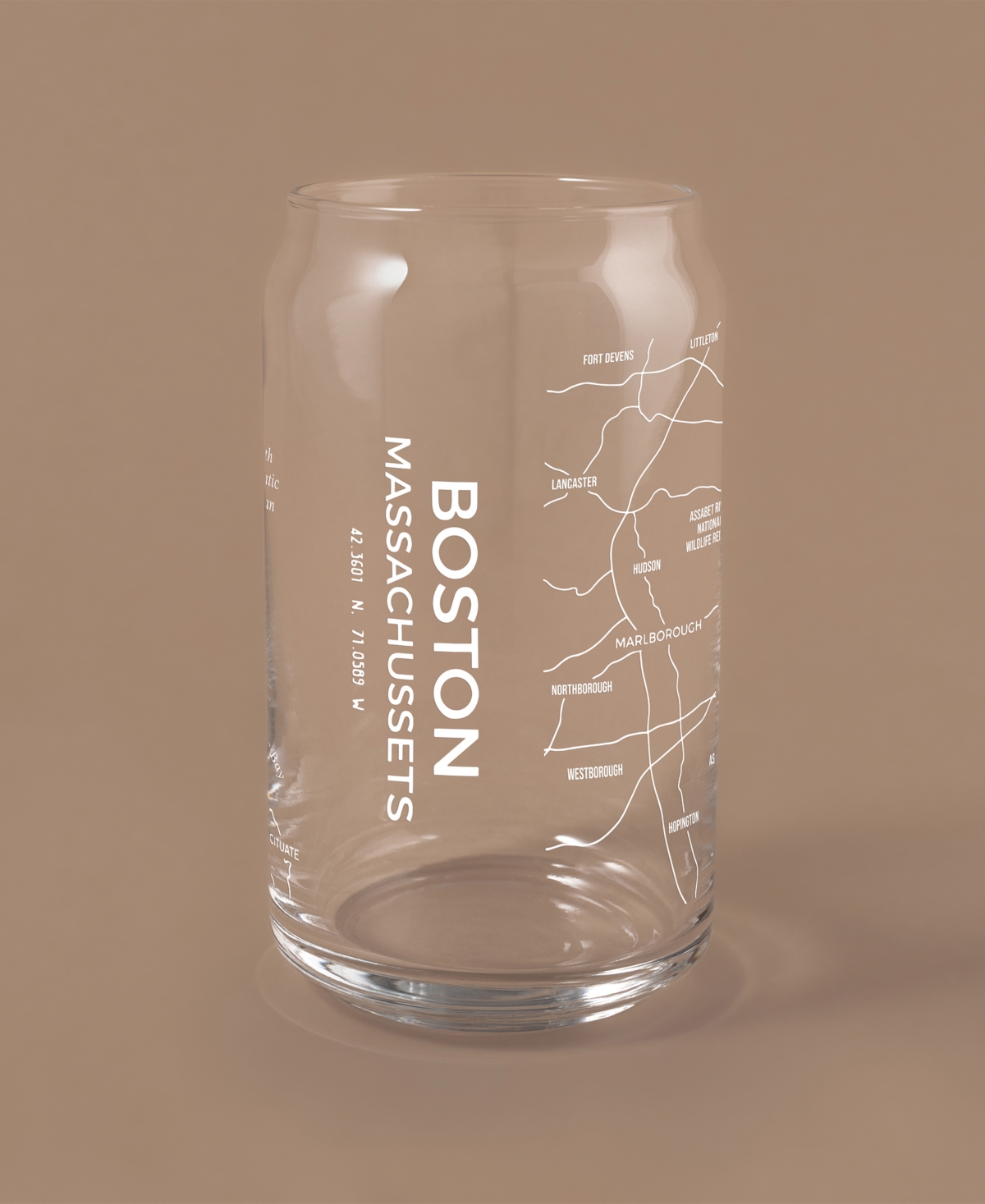 Shop Narbo The Can Boston Map 16 oz Everyday Glassware, Set Of 2 In White