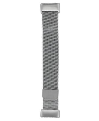 Silver-Tone Stainless Steel Mesh Band Compatible with Fitbit Charge 5 and 6