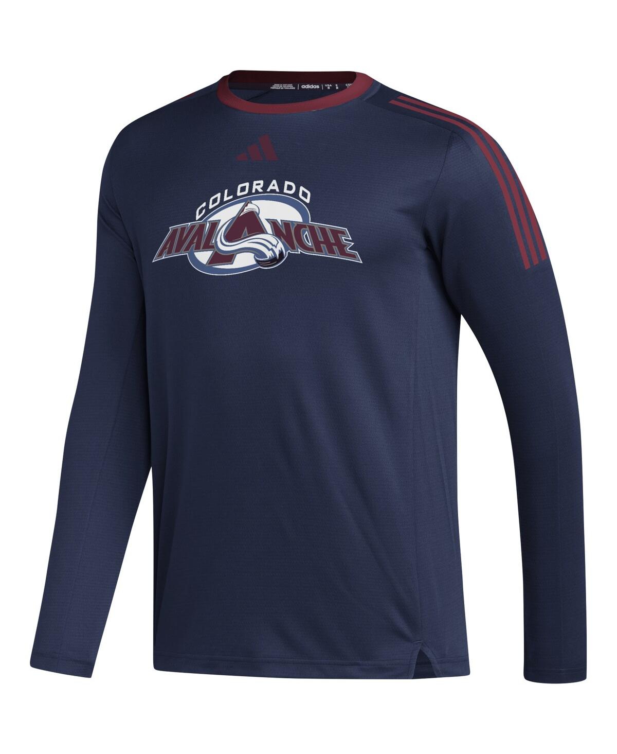 Shop Adidas Originals Men's Adidas Navy Colorado Avalanche Aeroready Long Sleeve T-shirt