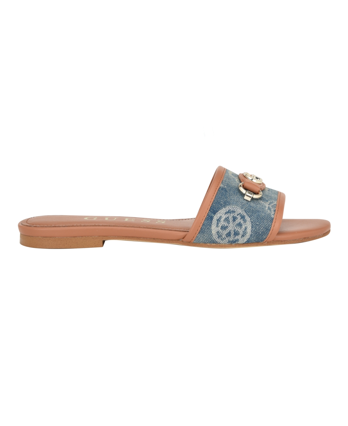 Guess Women's Hammi One Band With Logo And Hardware Flat Sandals In Black Logo