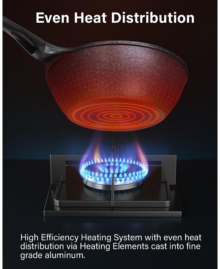 Cook N Home 8" and 9.5Inch Marble Nonstick Cookware Saute Fry Skillet