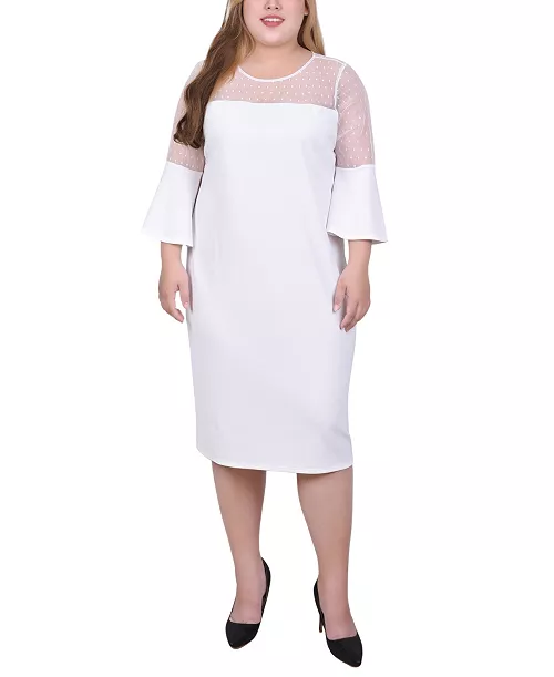 plus size illusion neck scuba dress