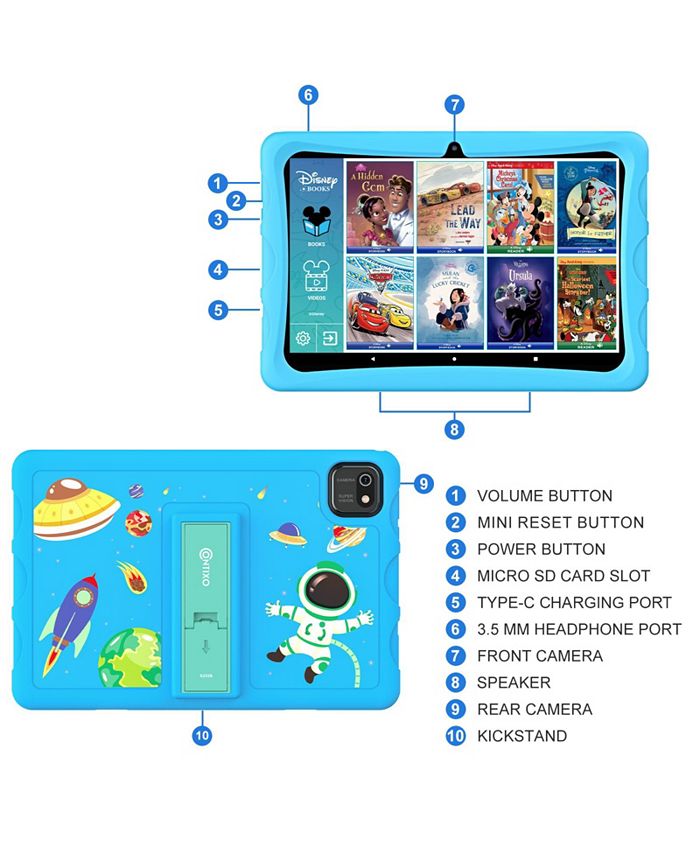Contixo K103A Kids Tablet 80 Disney EBooks HD 10" 64GB, 4GB RAM, Octa
