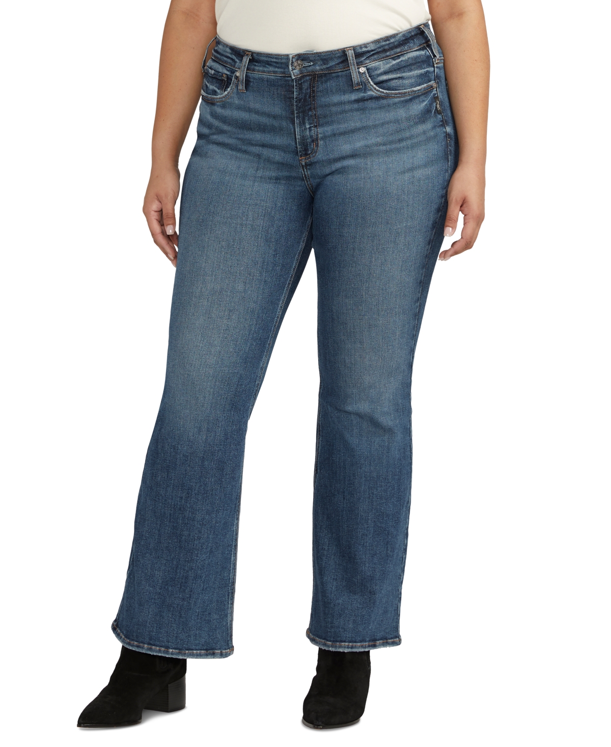 Silver Jeans Co. Plus Size Most Wanted Mid-rise Flare Jeans In Indigo