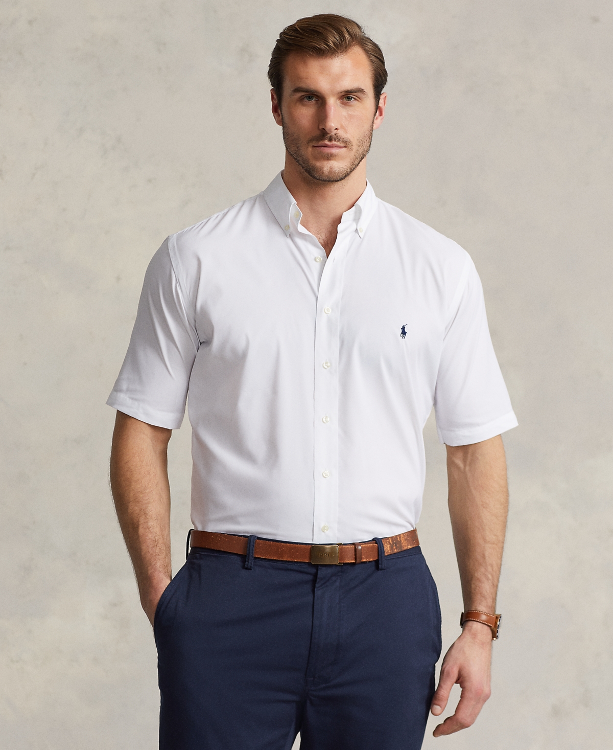 Polo Ralph Lauren Men's Big & Tall Short-sleeve Sport Shirt In White