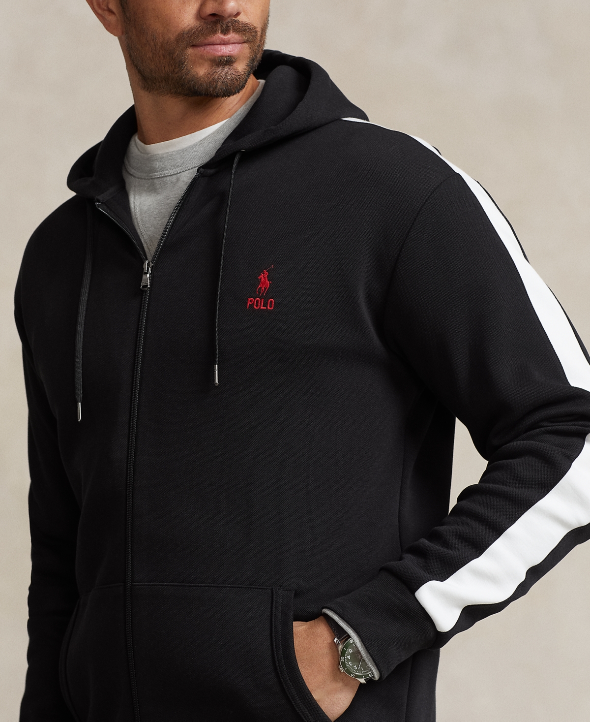 Shop Polo Ralph Lauren Men's Big & Tall Zip-front Hoodie In Polo Black Multi