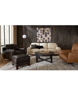 Macy's Jeddo Leather Sofa Collection Created For Macys In Dark Brown