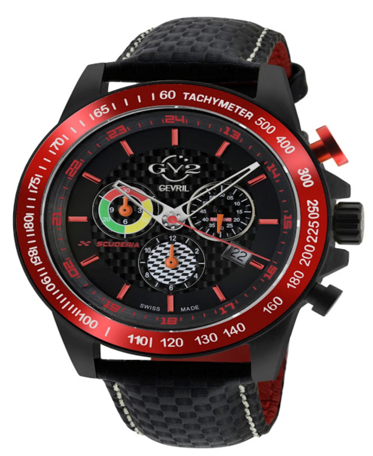 Gv2 By Gevril Men's Scuderia Black Leather Watch 45mm
