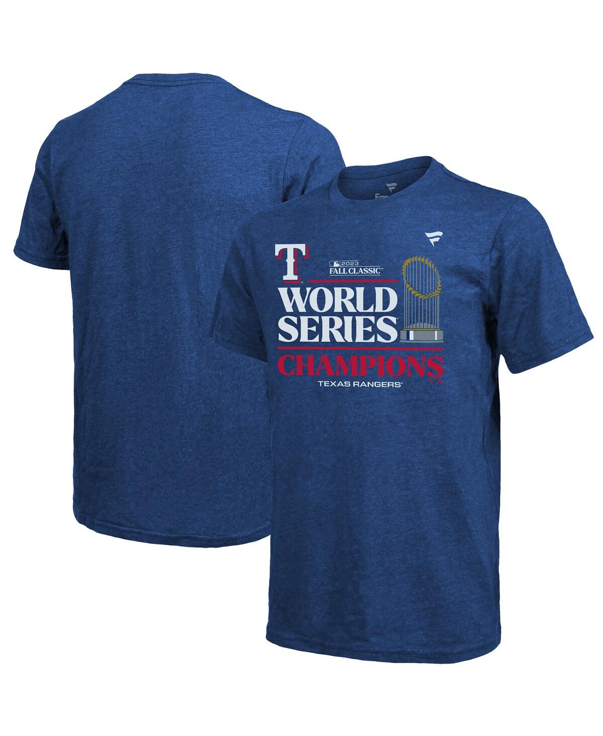 Majestic Men's  Threads Royal Texas Rangers 2023 World Series Champions Locker Room Tri-blend T-shirt