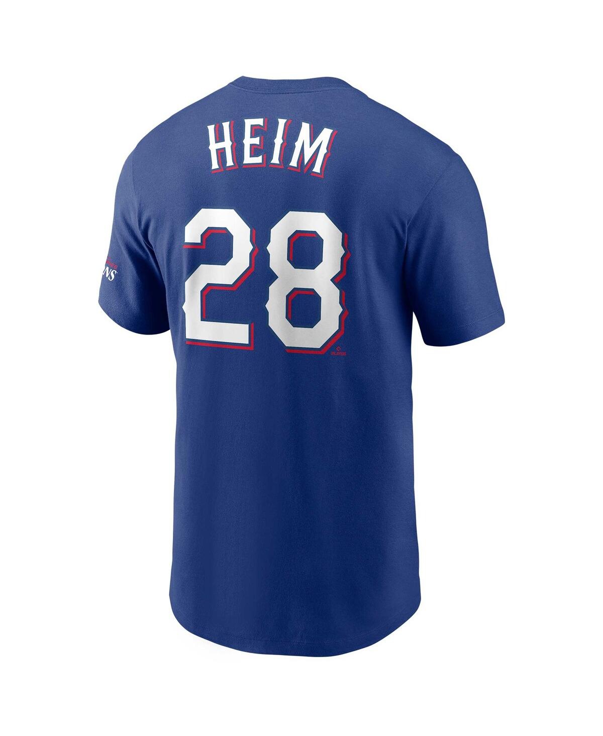 Men's Nike Jonah HeimTexas Rangers 2023 World Series Champions Name and Number T-shirt - Royal