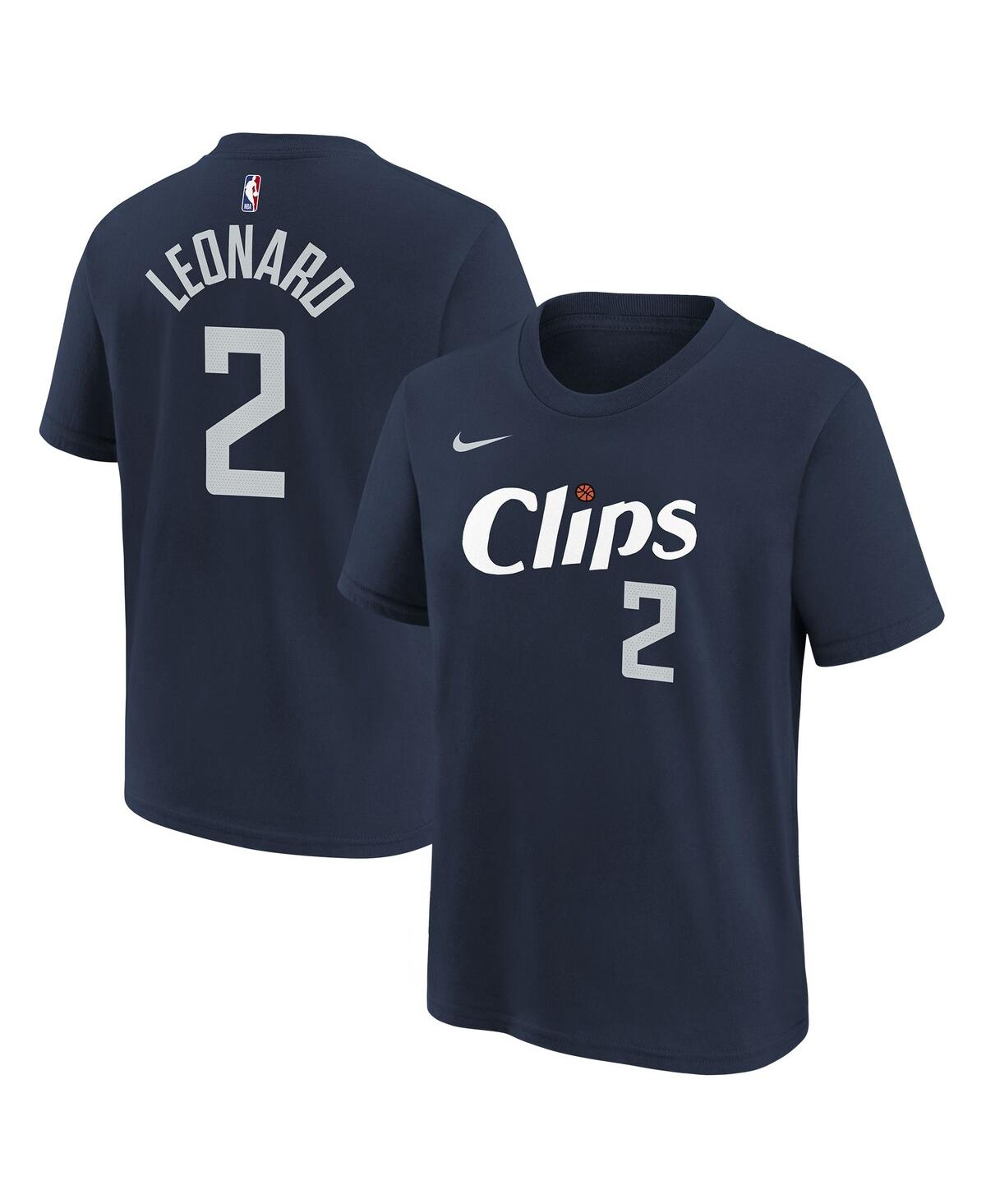 Nike Kids' Big Boys  Kawhi Leonard Navy La Clippers 2023/24 City Edition Name And Number T-shirt