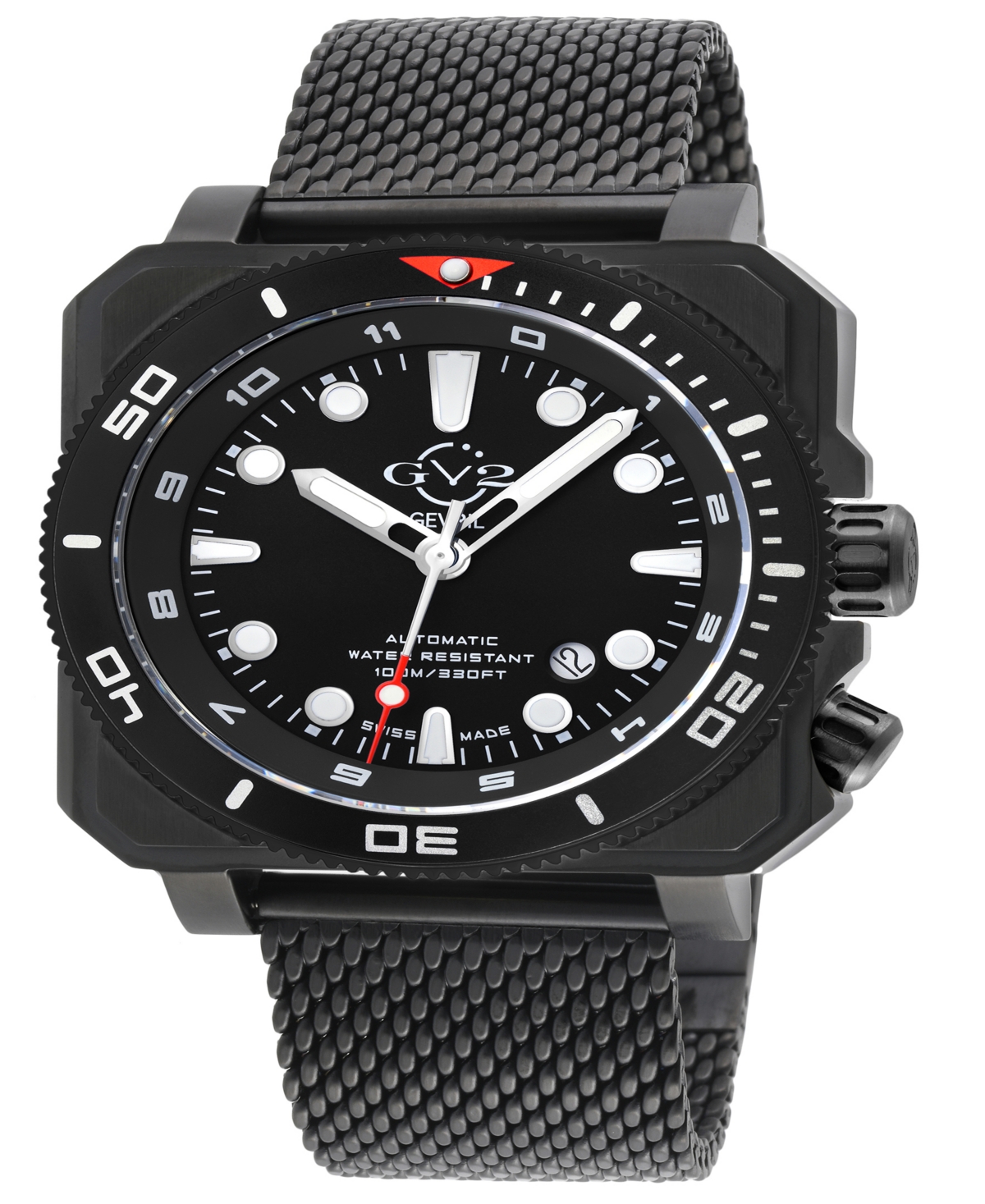 Gv2 By Gevril Men's Xo Submarine Black Stainless Steel Watch 44mm