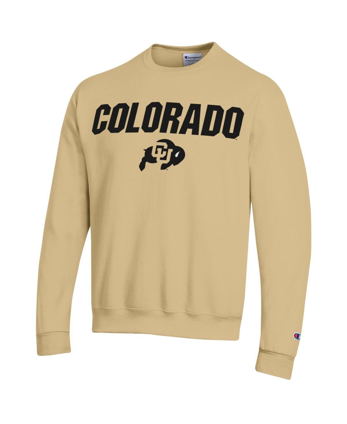 Men's ChampionColorado Buffaloes Straight Over Logo Powerblend Pullover Sweatshirt - Gold