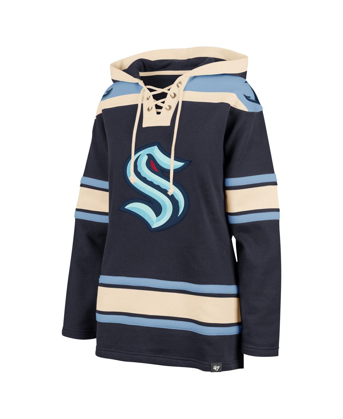 Women's '47 BrandSeattle Kraken Superior Lacer Pullover Hoodie - Navy