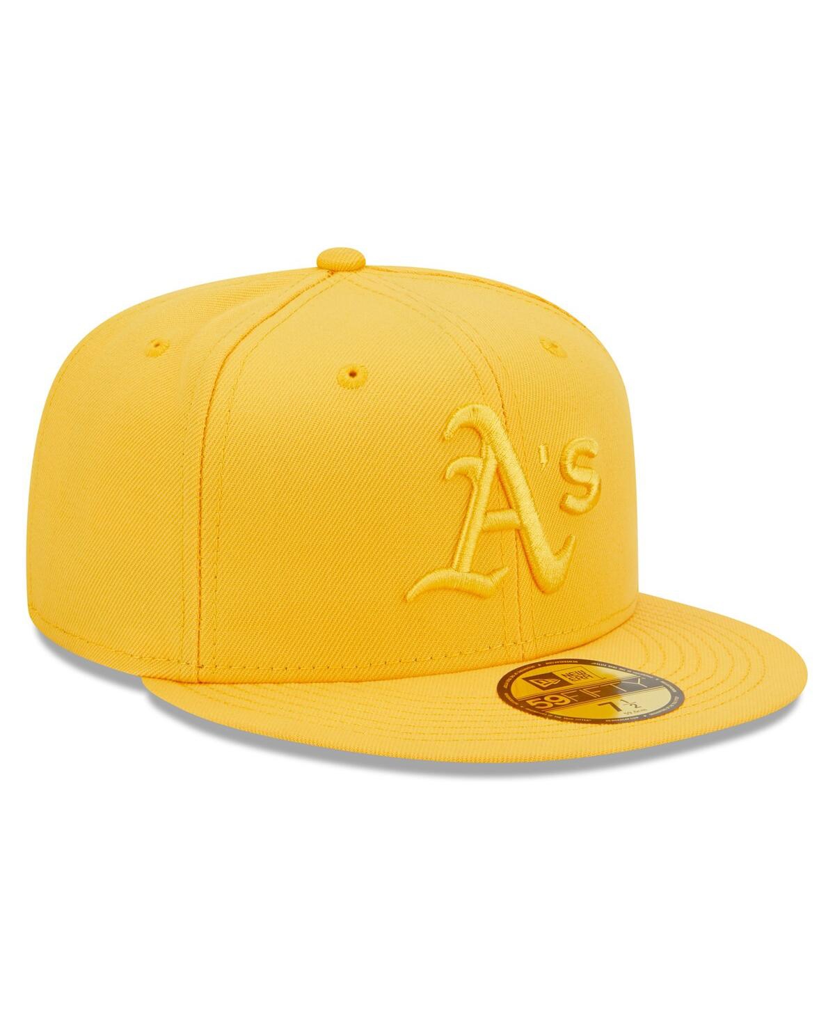 Shop New Era Men's  Gold Oakland Athletics Tonal 59fifty Fitted Hat