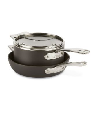 Essentials Hard Anodized Nonstick Cookware Set, 2-piece Fry and Sauce Pan with lid Set