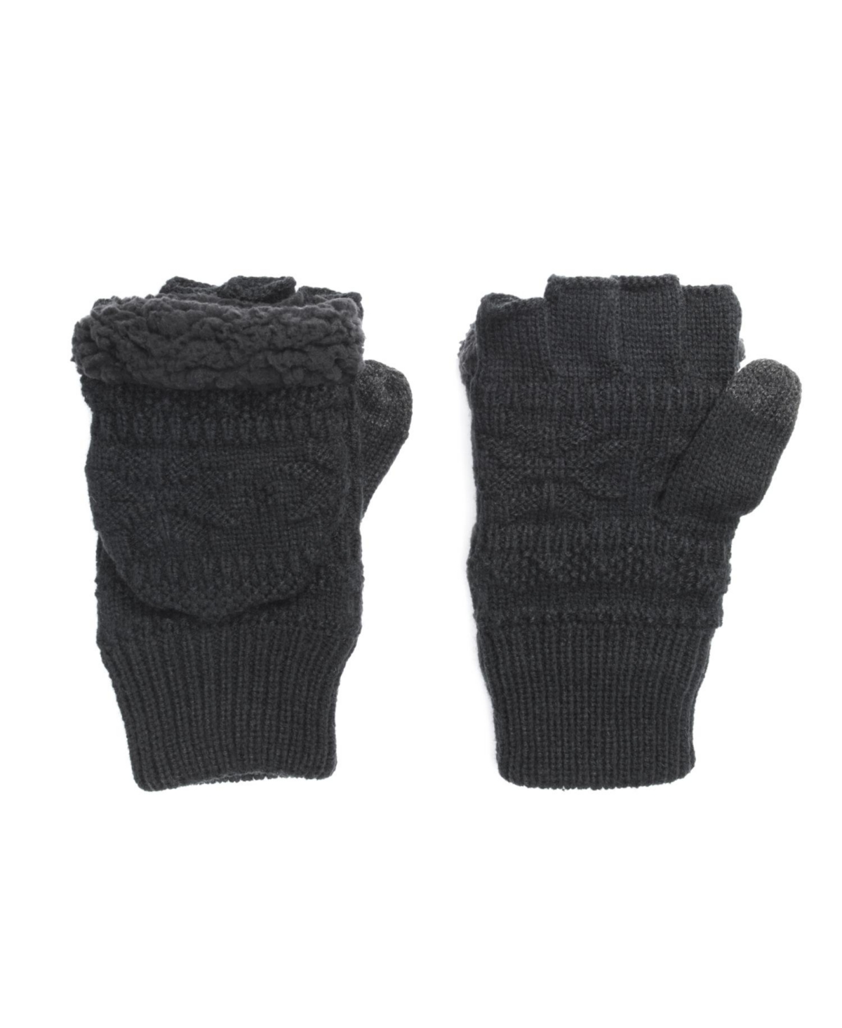 Men's Faux Fur Flip Mittens - Black
