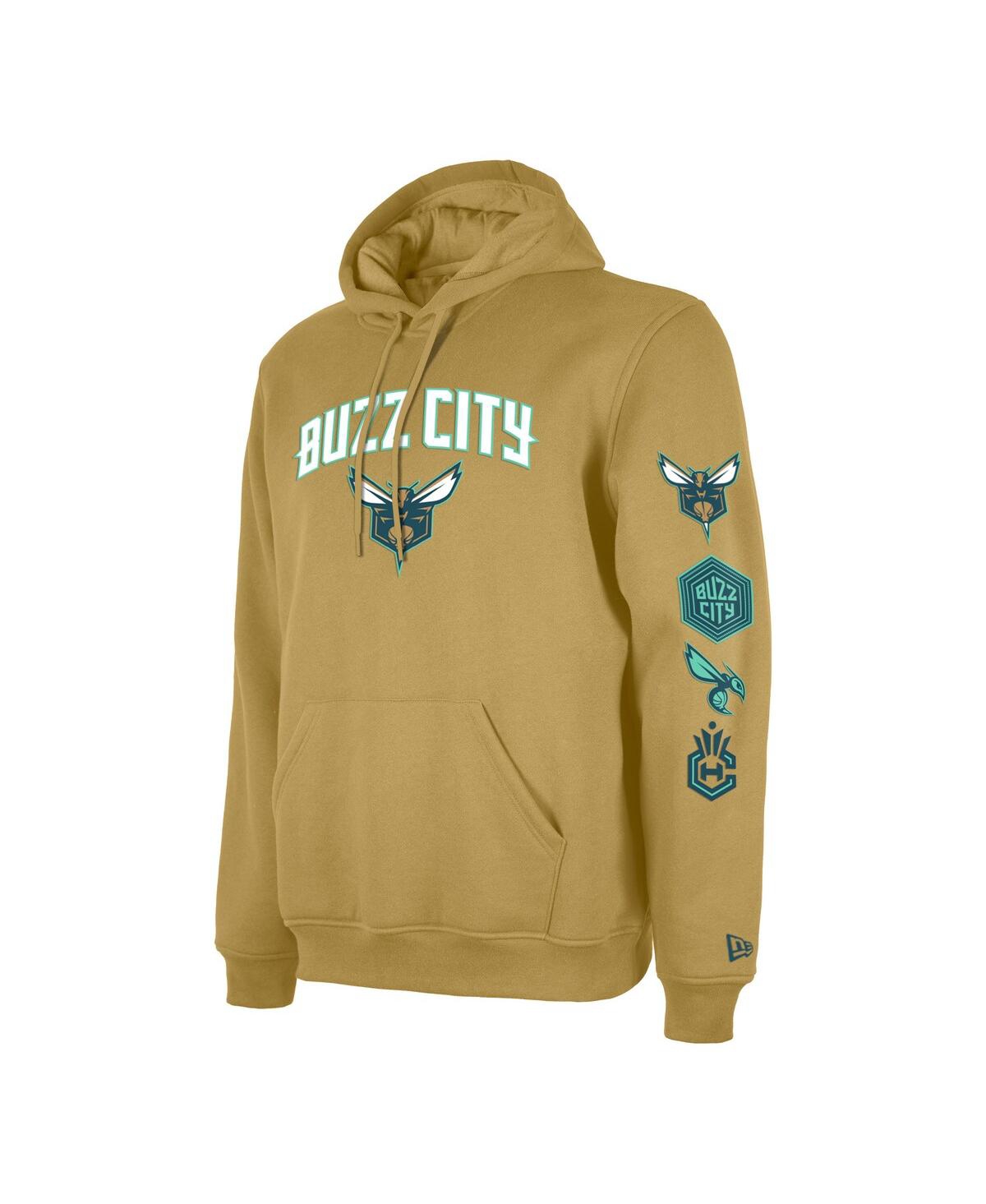 NEW ERA MEN'S NEW ERA TAN CHARLOTTE HORNETS BIG AND TALL 2023/24 CITY EDITION JERSEY PULLOVER HOODIE 
