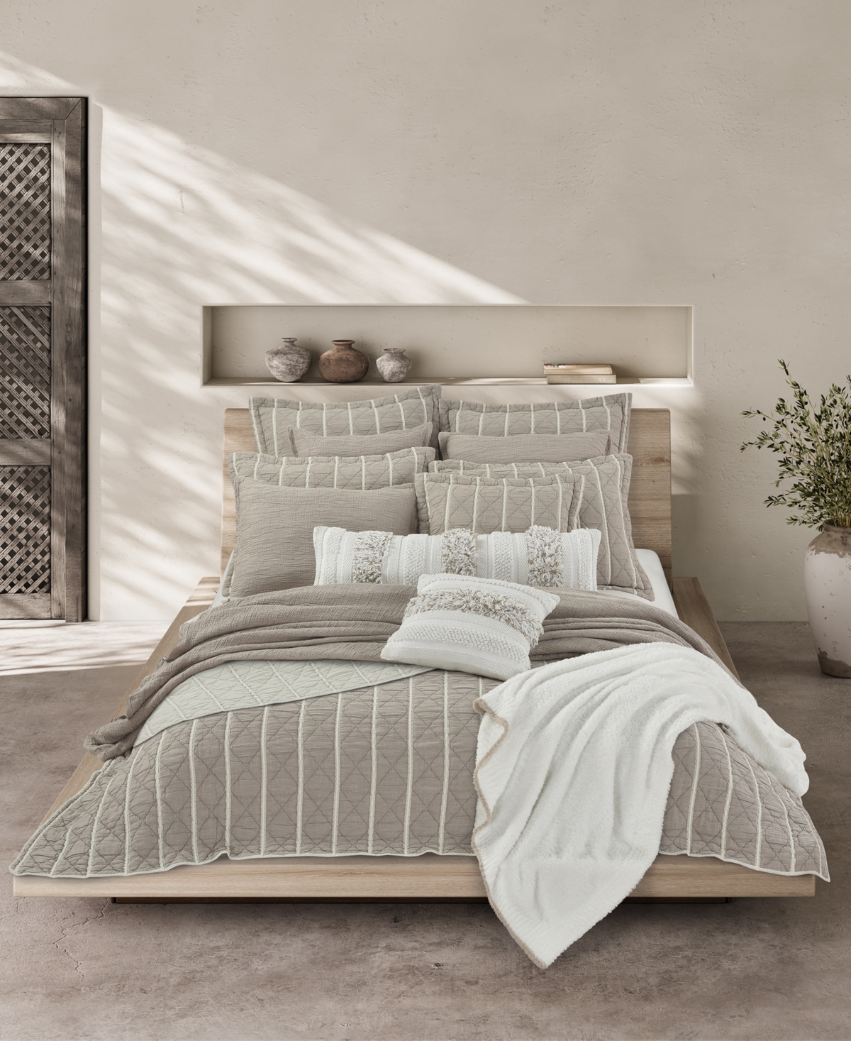 WhitePlaya Cotton Coverlet, - Sand