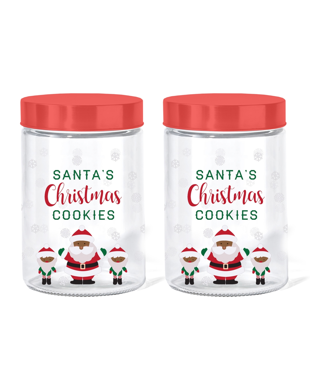 Style Setter Santa's Christmas Cookies Elves Glass Jar, 44 oz In Clear