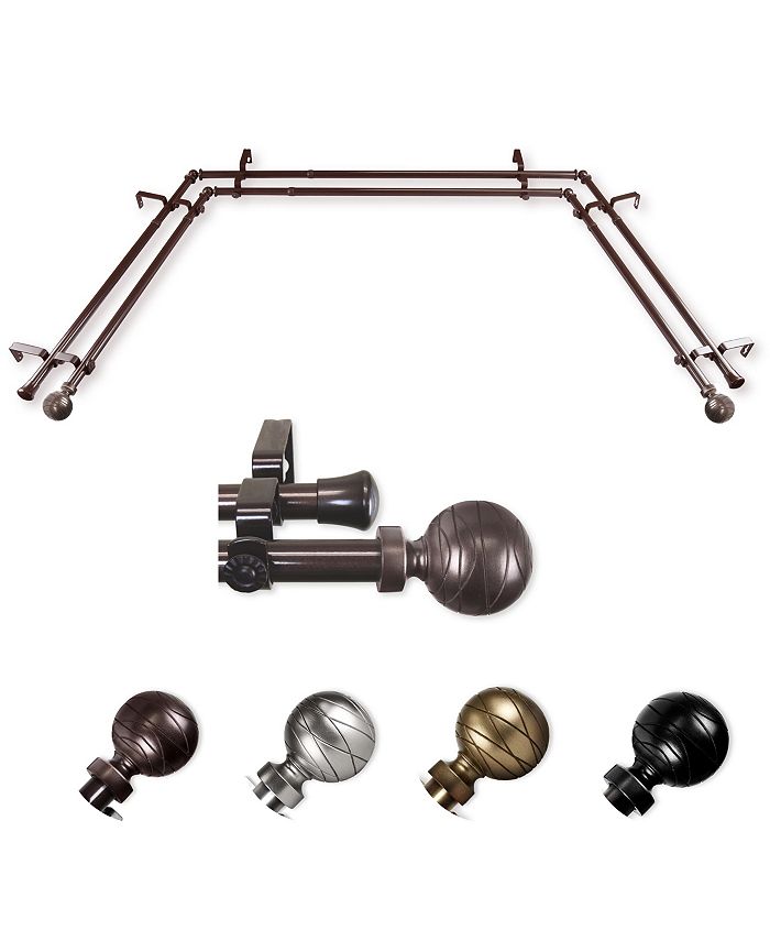 Rod Desyne Arman 13/16" Double Bay Window Curtain Rod 2036", 3872