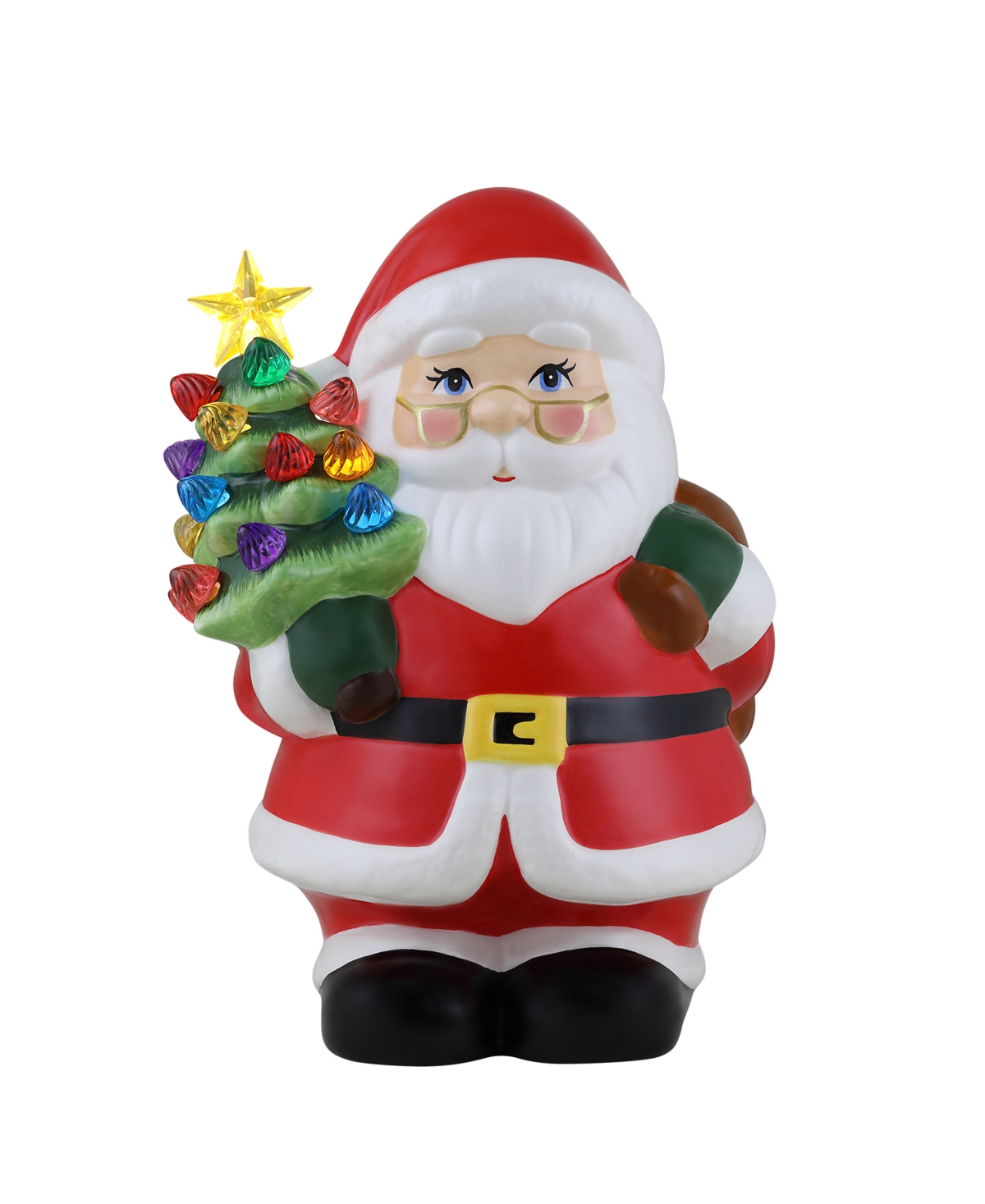 Mr. Christmas 9" Nostalgic Ceramic Lit Santa In Red