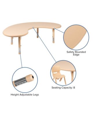 35"W X 65"L Half-Moon Plastic Height Adjustable Activity Table