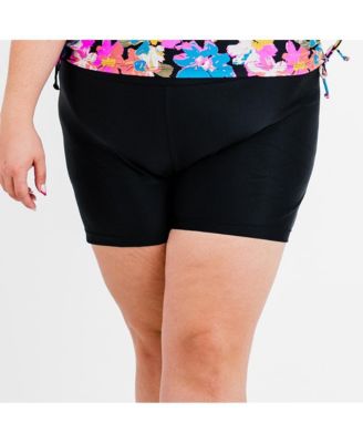 Calypsa Plus Size Mid-Thigh Swim Shorts
