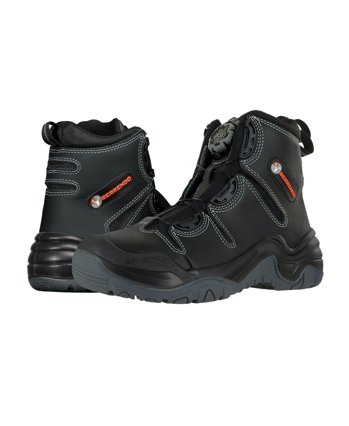 Men's Steel Toe Work Boots 6" - Oil and Slip Resistant - Eh Rated - Boa Fit System Fast Release - Black