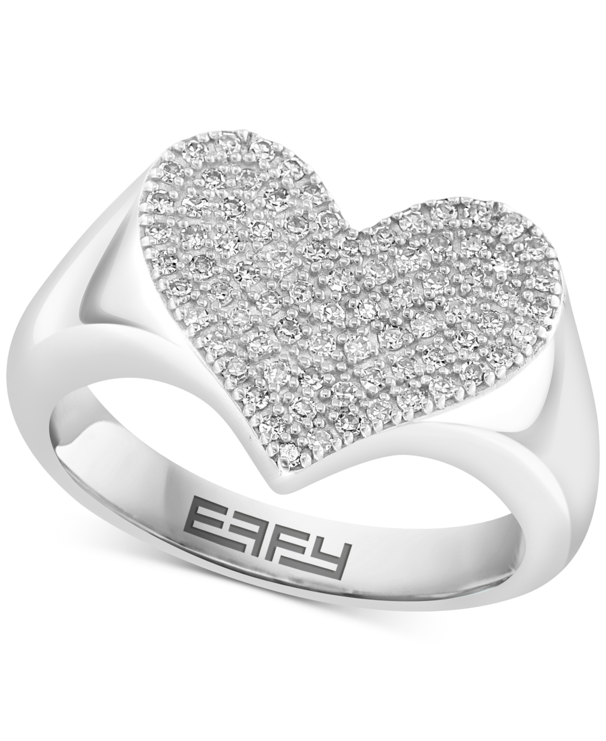 Effy Diamond Pave Heart Ring (1/3 ct. t.w.) in Sterling Silver - Sterling Silver