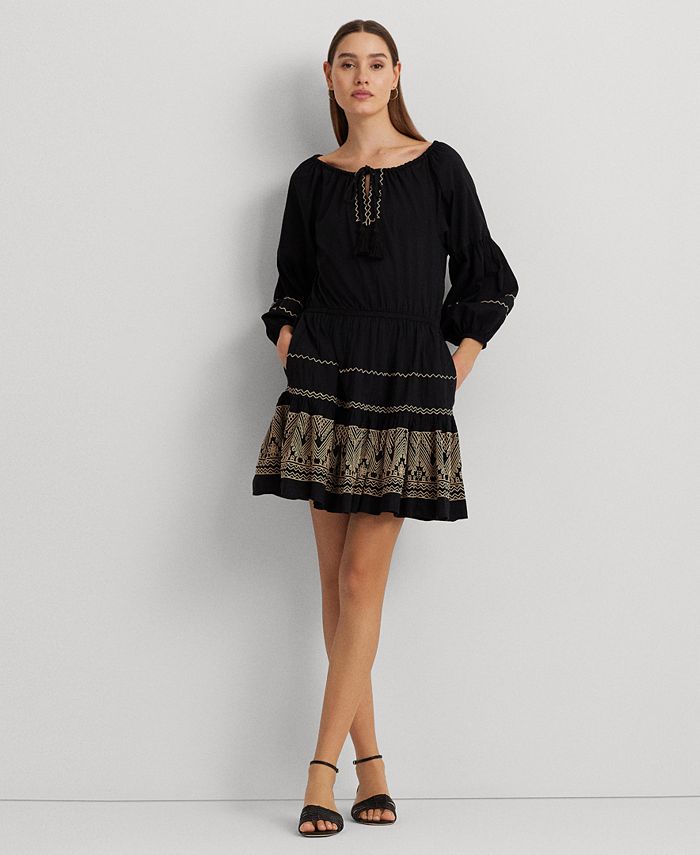Michael kors embroidered 2025 lace tiered dress