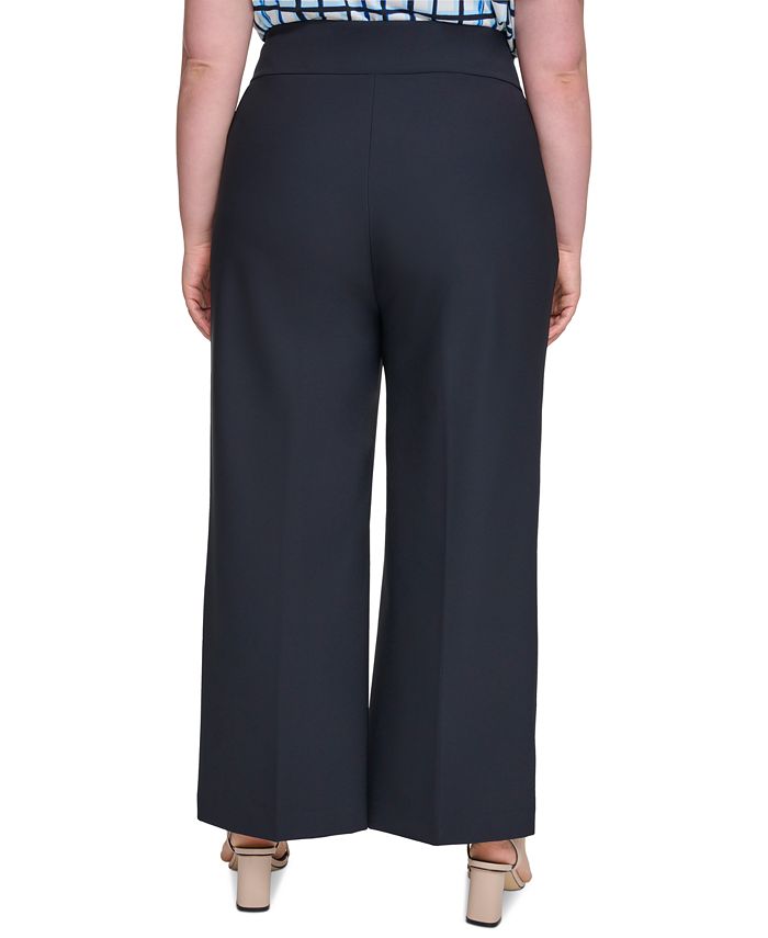 Calvin Klein Plus Size Scuba-Crepe Wide-Leg Pants - Macy's