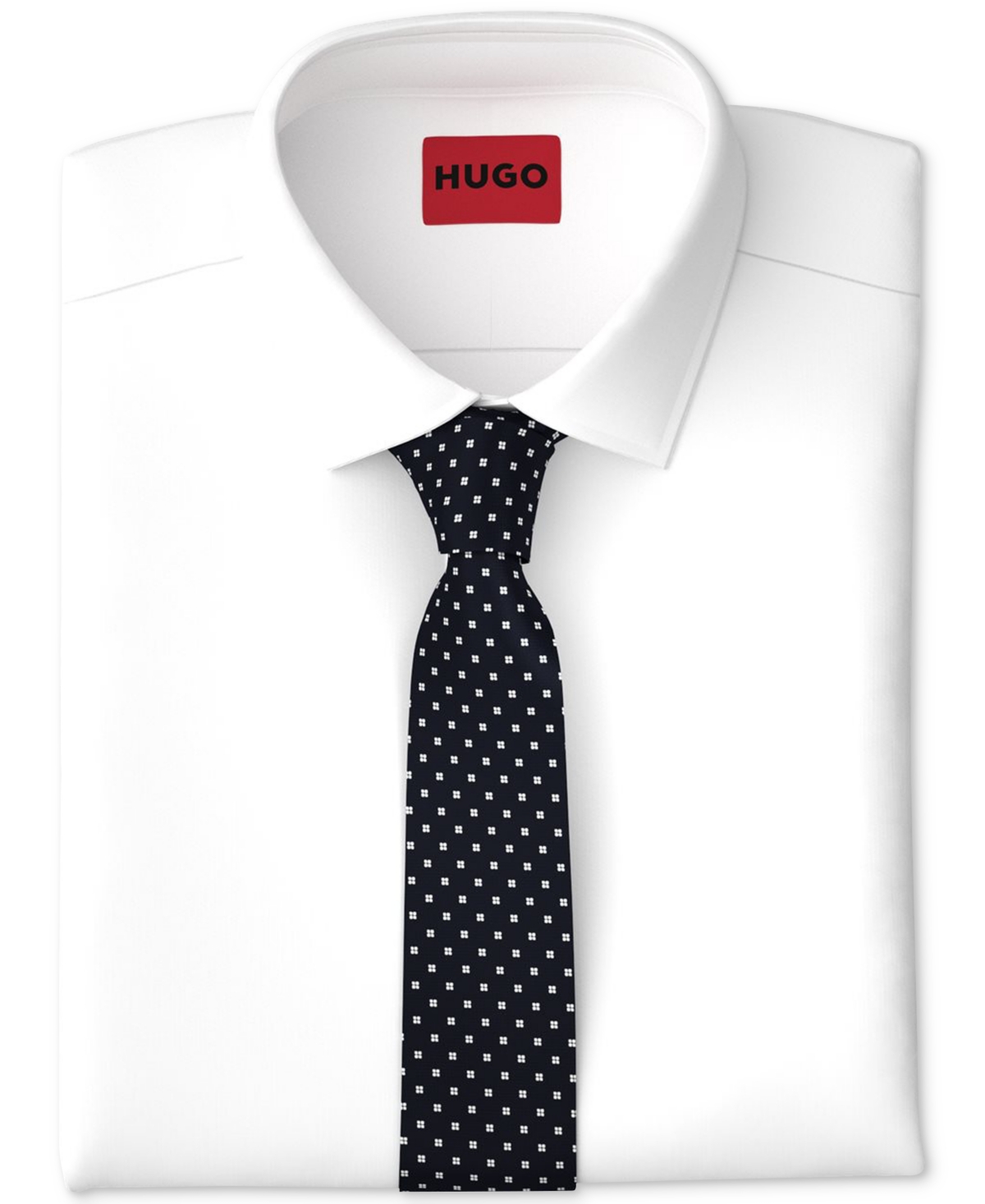 Hugo Micro Dot Skinny Tie In Navy