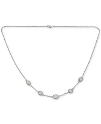 Macy's - White Quartz Five Stone Bezel 18" Collar Necklace (5-1/4 ct. t.w.) in Sterling Silver