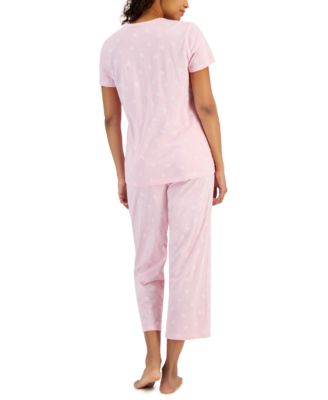 Women's 2-Pc. Cotton Printed Cropped Pajamas Set