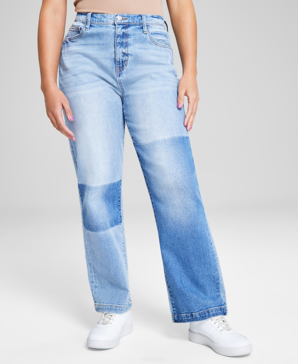 And Now This Women's Ultra-high-rise Straight-leg Jeans, Created For Macy's In Light Wash