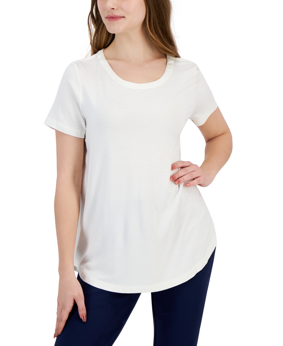 Petite Satin Trim Rayon Span Top, Created for Macy's - Neo Natural