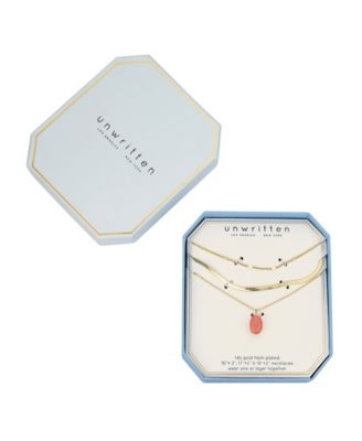 Pink Oval 3-Piece Necklace Set