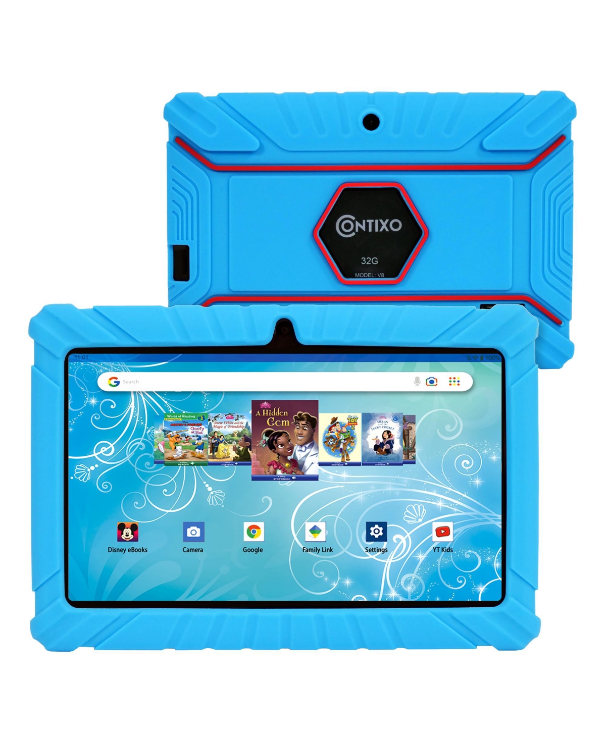 Contixo 7a V8-2 Kids Android 11 Bluetooth Wi-fi Pro Hd Tablet 32gb Featuring 50 Disney Ebooks With 2mp Dual 