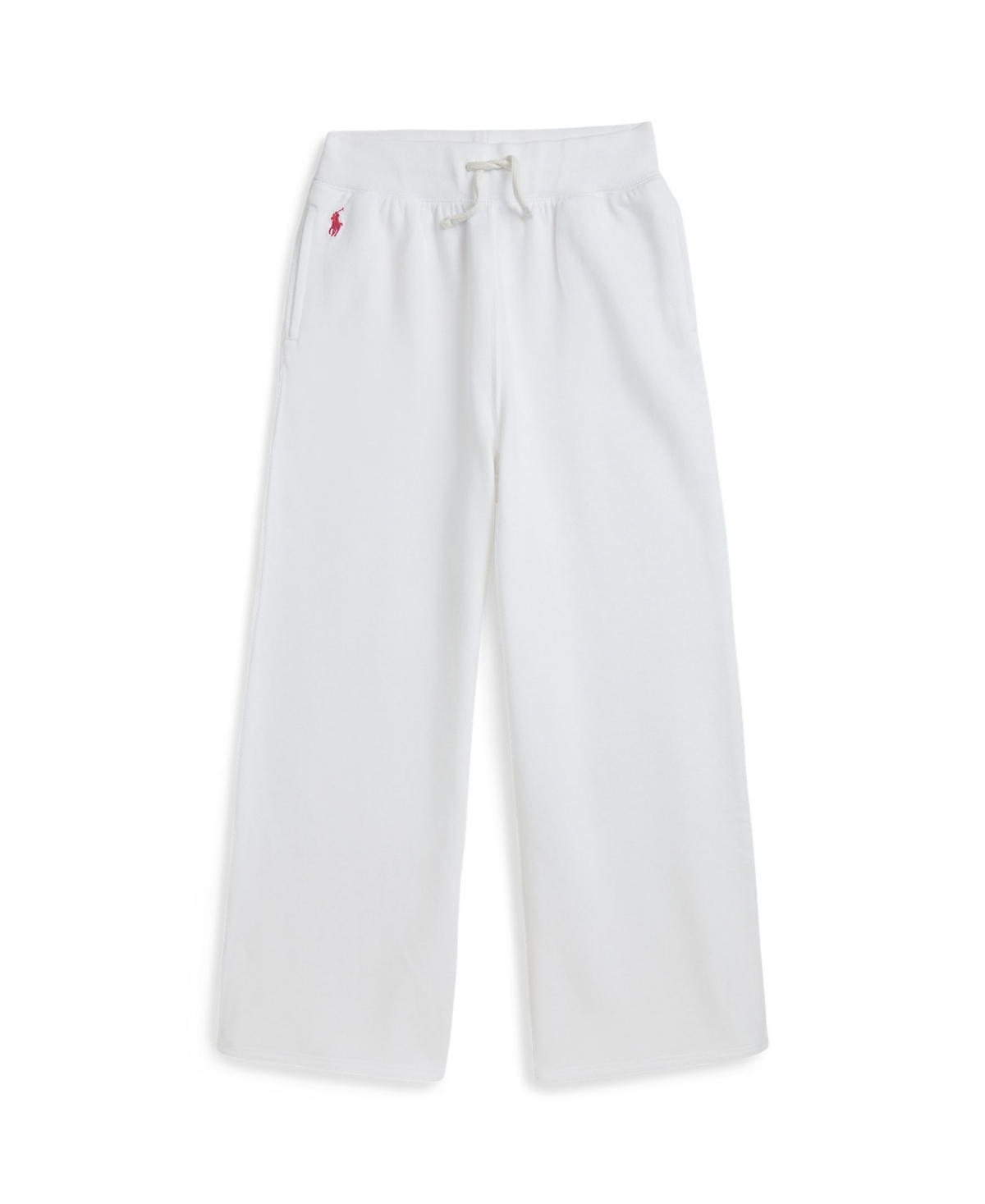 Polo Ralph Lauren Kids' Big Girls Fleece Wide-leg Sweatpants In White With Pink Pony Player