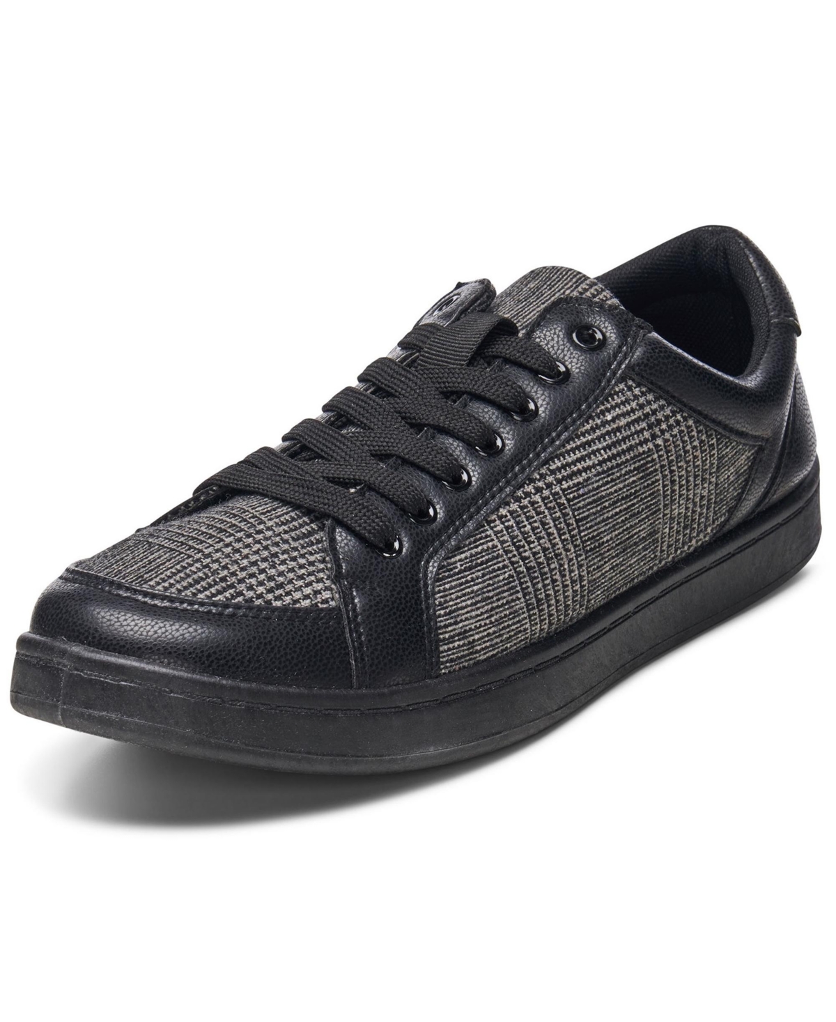 David Mens Fashion Sneakers Lace Up Low Top Retro Tennis Shoes - Black plaid