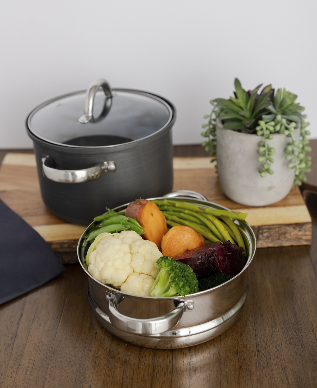 Sedona Kitchen Hard Anodized Aluminum 4-Qt. Multi Cooker with Glass Lid & Steam Tray
