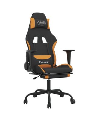 Gaming Chair with Footrest Black and Orange Fabric