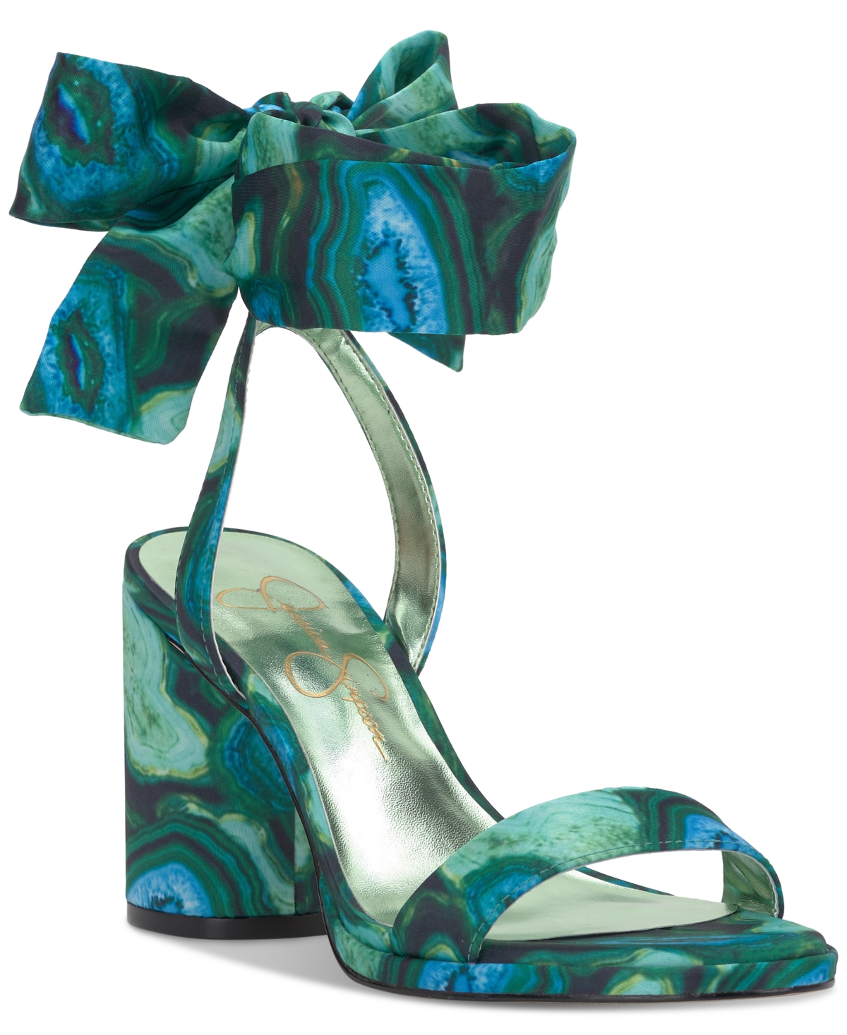 Jessica Simpson Women's Cadith Ankle-tie Dress Sandals In Fluorite Combo Satin